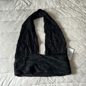 Black backless halter top